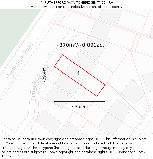 4, RUTHERFORD WAY, TONBRIDGE, TN10 4RH: Plot and title map