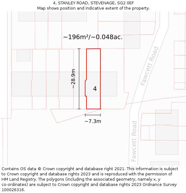 4, STANLEY ROAD, STEVENAGE, SG2 0EF: Plot and title map