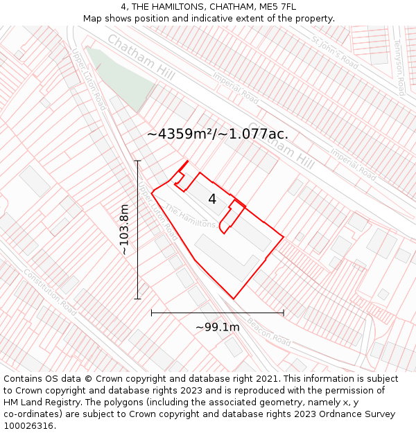 4, THE HAMILTONS, CHATHAM, ME5 7FL: Plot and title map