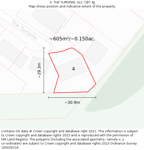 4, THE TURNPIKE, ELY, CB7 4JJ: Plot and title map
