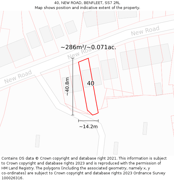 40, NEW ROAD, BENFLEET, SS7 2RL: Plot and title map