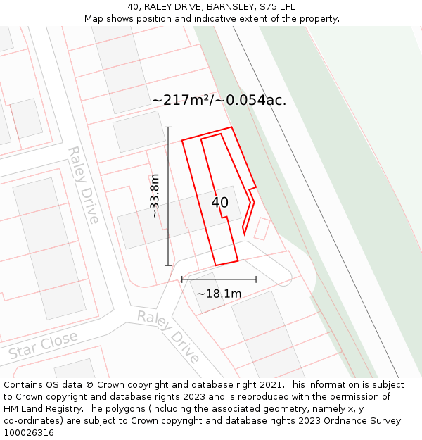 40, RALEY DRIVE, BARNSLEY, S75 1FL: Plot and title map