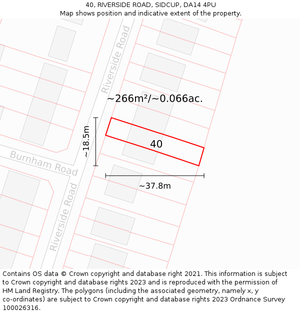 40, RIVERSIDE ROAD, SIDCUP, DA14 4PU: Plot and title map