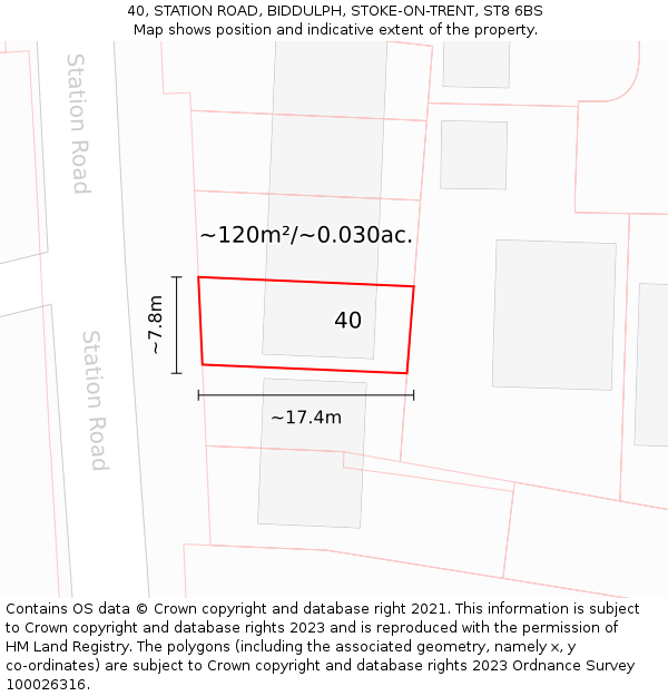 40, STATION ROAD, BIDDULPH, STOKE-ON-TRENT, ST8 6BS: Plot and title map