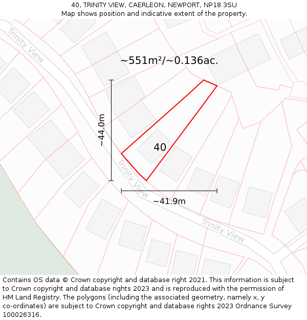 40, TRINITY VIEW, CAERLEON, NEWPORT, NP18 3SU: Plot and title map