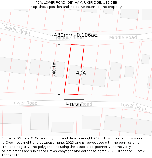 40A, LOWER ROAD, DENHAM, UXBRIDGE, UB9 5EB: Plot and title map