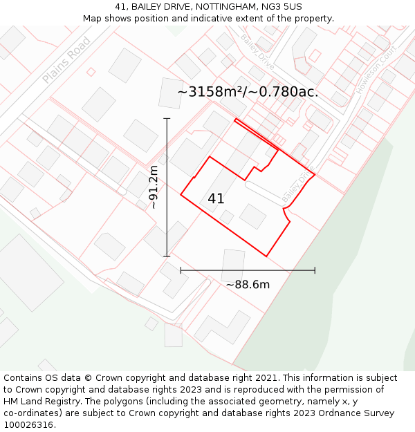 41, BAILEY DRIVE, NOTTINGHAM, NG3 5US: Plot and title map
