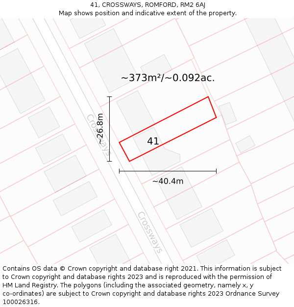 41, CROSSWAYS, ROMFORD, RM2 6AJ: Plot and title map