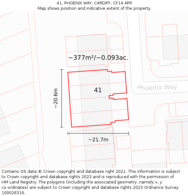 41, PHOENIX WAY, CARDIFF, CF14 4PR: Plot and title map