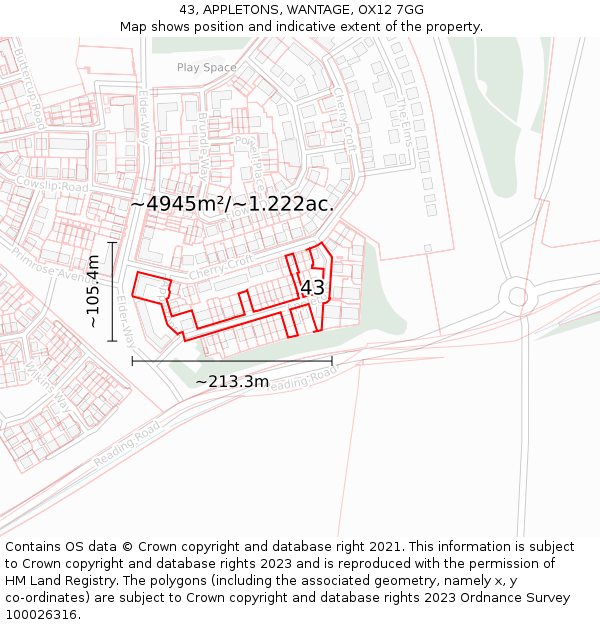 43, APPLETONS, WANTAGE, OX12 7GG: Plot and title map