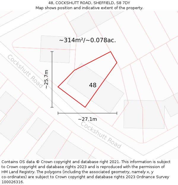 48, COCKSHUTT ROAD, SHEFFIELD, S8 7DY: Plot and title map