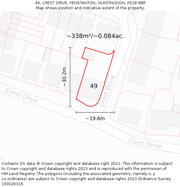 49, CREST DRIVE, FENSTANTON, HUNTINGDON, PE28 9BR: Plot and title map