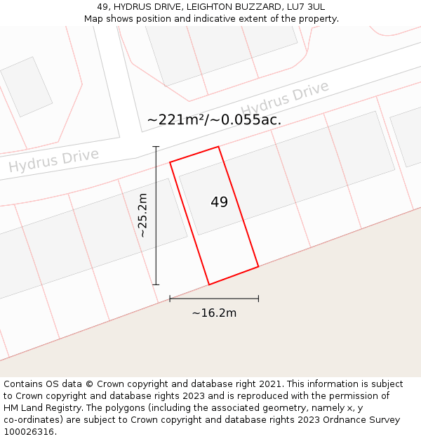 49, HYDRUS DRIVE, LEIGHTON BUZZARD, LU7 3UL: Plot and title map