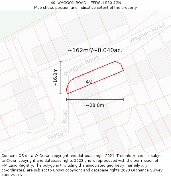 49, WAGGON ROAD, LEEDS, LS10 4GN: Plot and title map
