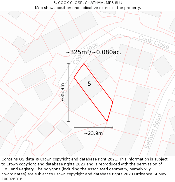 5, COOK CLOSE, CHATHAM, ME5 8LU: Plot and title map