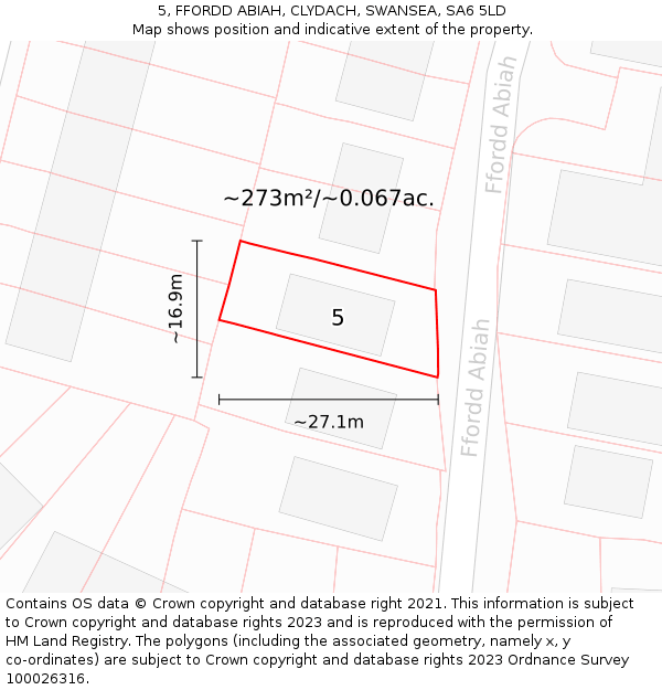 5, FFORDD ABIAH, CLYDACH, SWANSEA, SA6 5LD: Plot and title map
