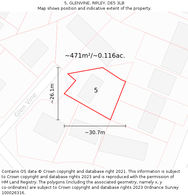 5, GLENVINE, RIPLEY, DE5 3LB: Plot and title map