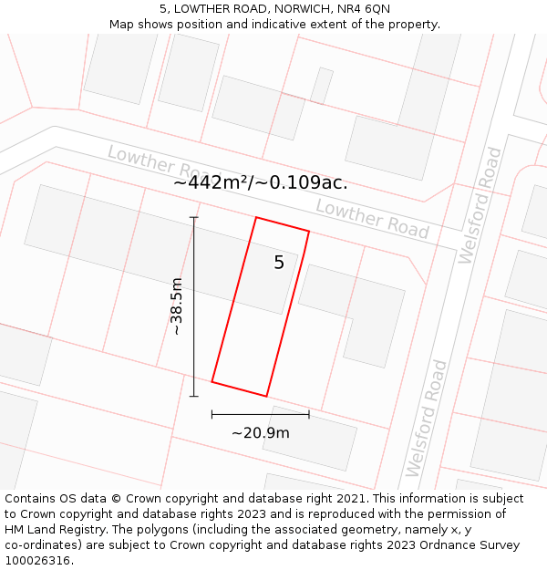 5, LOWTHER ROAD, NORWICH, NR4 6QN: Plot and title map