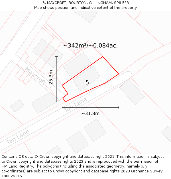 5, MAYCROFT, BOURTON, GILLINGHAM, SP8 5FR: Plot and title map