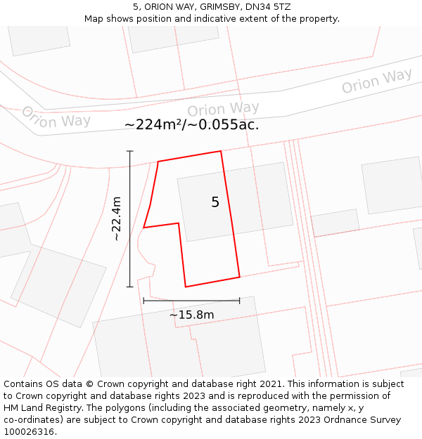 5, ORION WAY, GRIMSBY, DN34 5TZ: Plot and title map