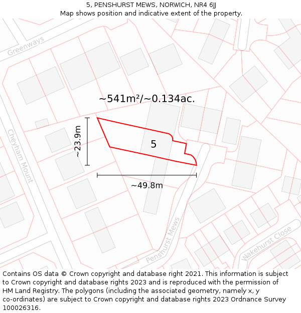 5, PENSHURST MEWS, NORWICH, NR4 6JJ: Plot and title map