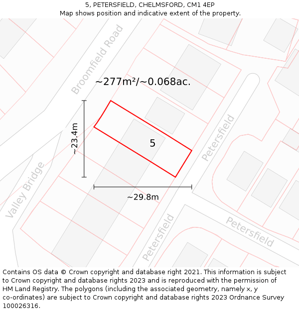 5, PETERSFIELD, CHELMSFORD, CM1 4EP: Plot and title map