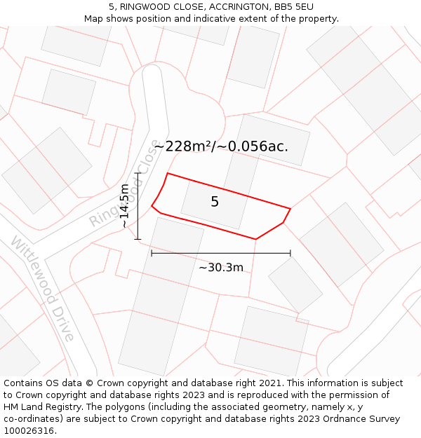 5, RINGWOOD CLOSE, ACCRINGTON, BB5 5EU: Plot and title map