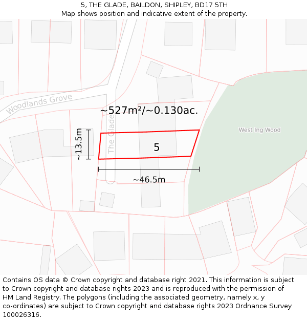 5, THE GLADE, BAILDON, SHIPLEY, BD17 5TH: Plot and title map