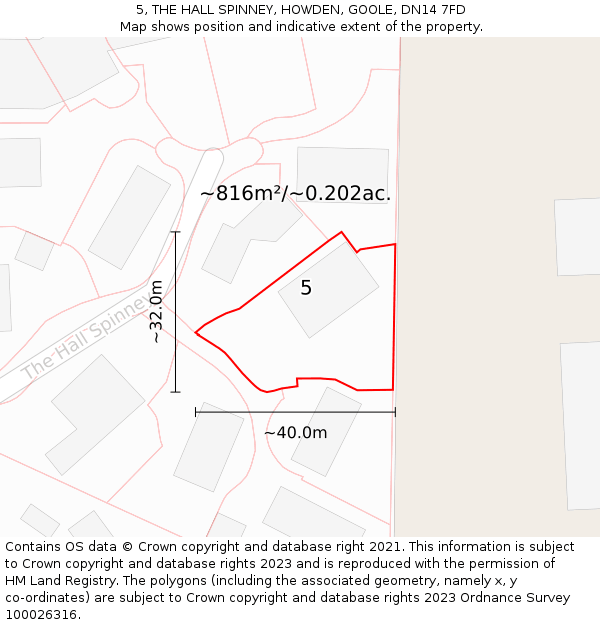 5, THE HALL SPINNEY, HOWDEN, GOOLE, DN14 7FD: Plot and title map