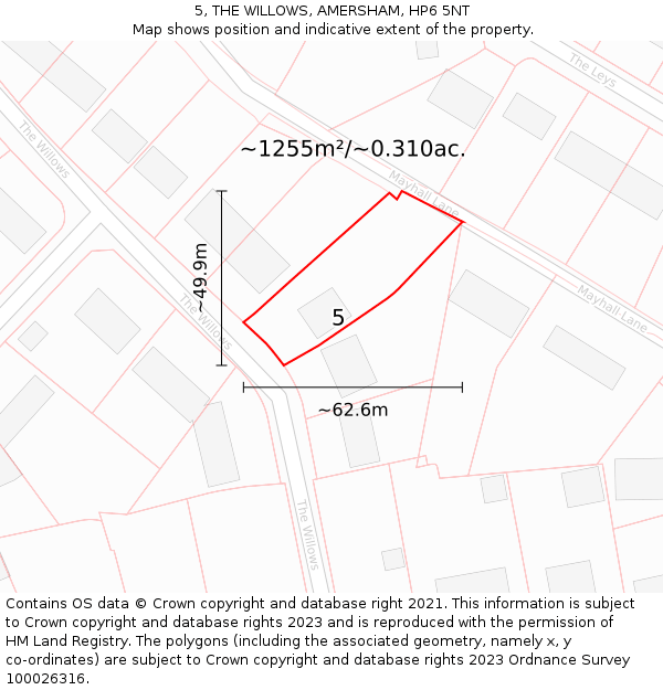 5, THE WILLOWS, AMERSHAM, HP6 5NT: Plot and title map