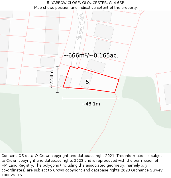 5, YARROW CLOSE, GLOUCESTER, GL4 6SR: Plot and title map