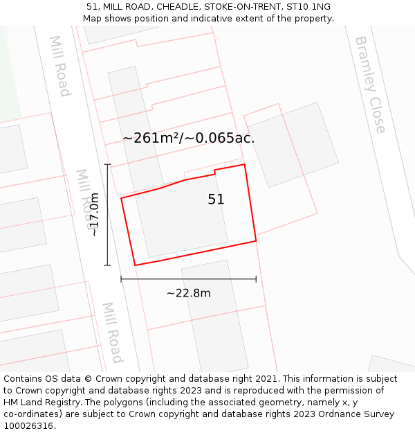 51, MILL ROAD, CHEADLE, STOKE-ON-TRENT, ST10 1NG: Plot and title map