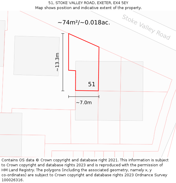 51, STOKE VALLEY ROAD, EXETER, EX4 5EY: Plot and title map