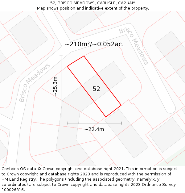 52, BRISCO MEADOWS, CARLISLE, CA2 4NY: Plot and title map