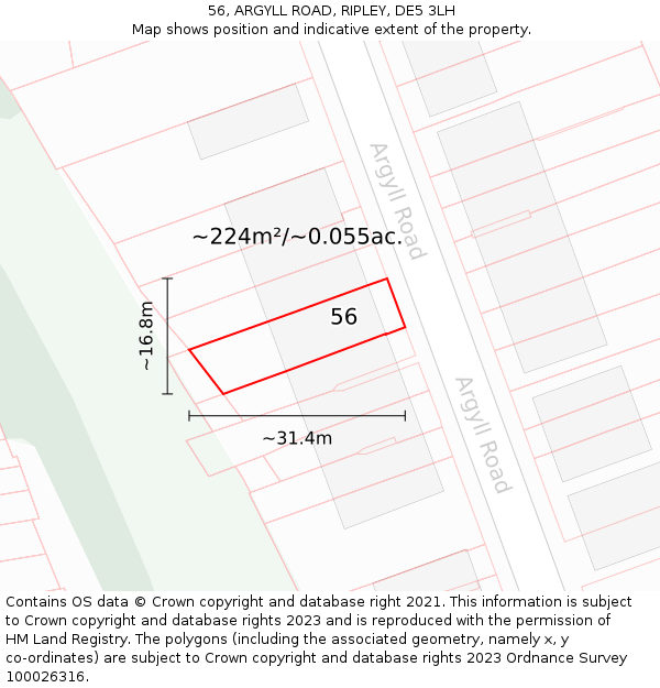 56, ARGYLL ROAD, RIPLEY, DE5 3LH: Plot and title map