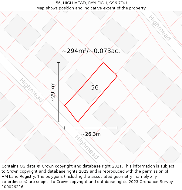 56, HIGH MEAD, RAYLEIGH, SS6 7DU: Plot and title map
