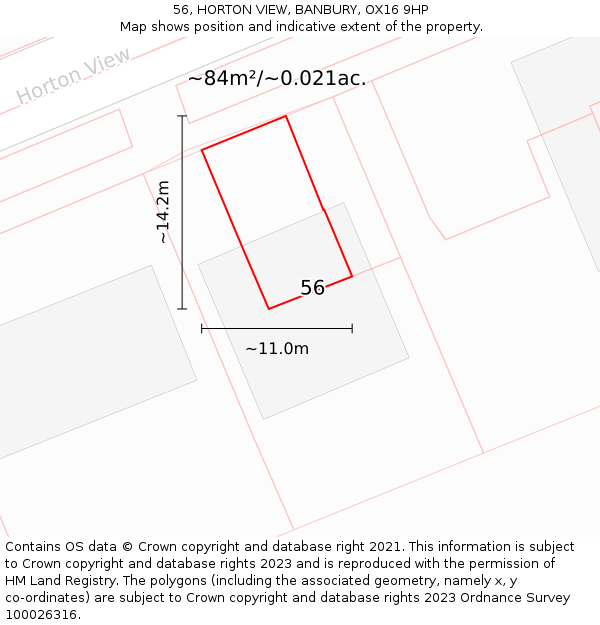 56, HORTON VIEW, BANBURY, OX16 9HP: Plot and title map