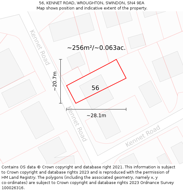 56, KENNET ROAD, WROUGHTON, SWINDON, SN4 9EA: Plot and title map