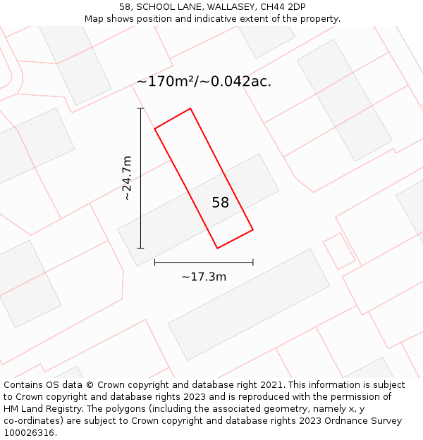 58, SCHOOL LANE, WALLASEY, CH44 2DP: Plot and title map