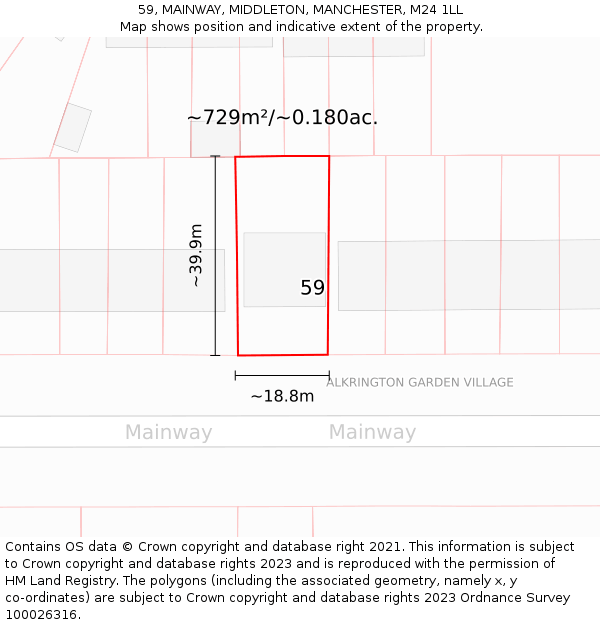 59, MAINWAY, MIDDLETON, MANCHESTER, M24 1LL: Plot and title map