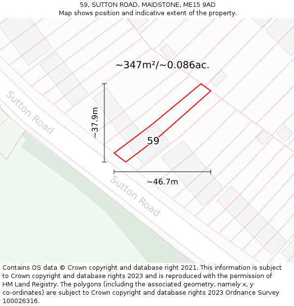 59, SUTTON ROAD, MAIDSTONE, ME15 9AD: Plot and title map