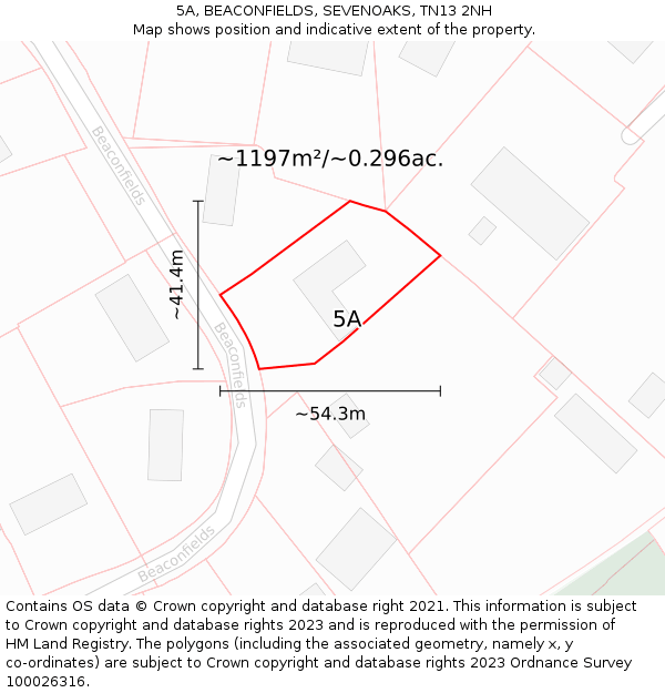 5A, BEACONFIELDS, SEVENOAKS, TN13 2NH: Plot and title map