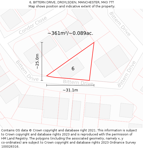 6, BITTERN DRIVE, DROYLSDEN, MANCHESTER, M43 7TT: Plot and title map