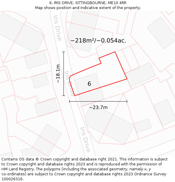 6, IRIS DRIVE, SITTINGBOURNE, ME10 4RR: Plot and title map