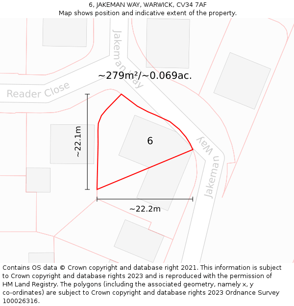 6, JAKEMAN WAY, WARWICK, CV34 7AF: Plot and title map