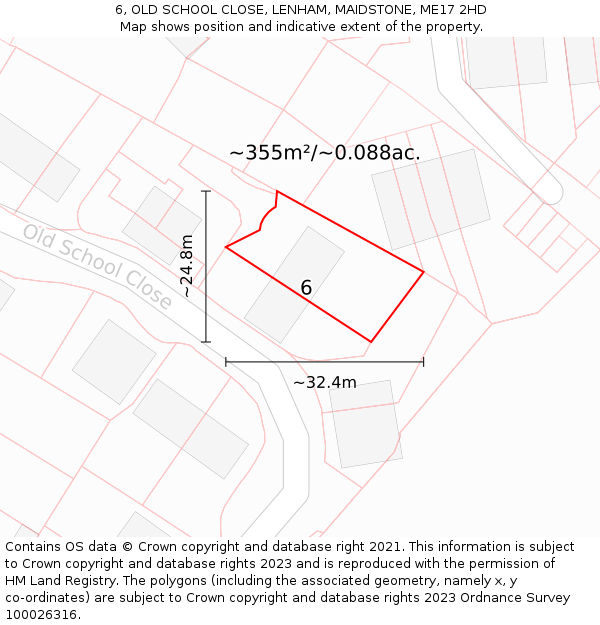 6, OLD SCHOOL CLOSE, LENHAM, MAIDSTONE, ME17 2HD: Plot and title map