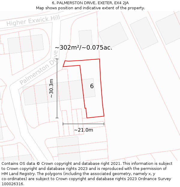 6, PALMERSTON DRIVE, EXETER, EX4 2JA: Plot and title map