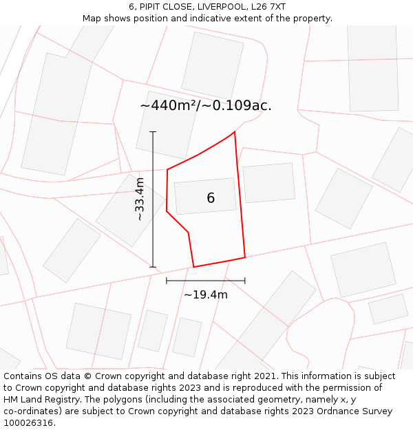 6, PIPIT CLOSE, LIVERPOOL, L26 7XT: Plot and title map