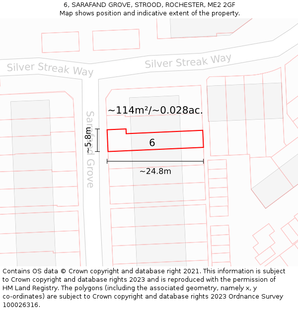 6, SARAFAND GROVE, STROOD, ROCHESTER, ME2 2GF: Plot and title map