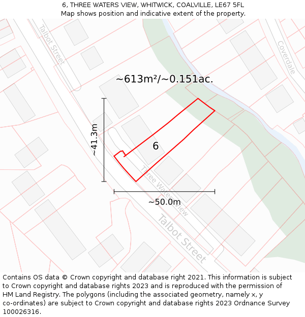 6, THREE WATERS VIEW, WHITWICK, COALVILLE, LE67 5FL: Plot and title map